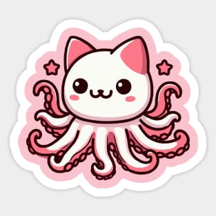 cute pink octopuss cat Sticker